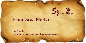 Szmetana Márta névjegykártya